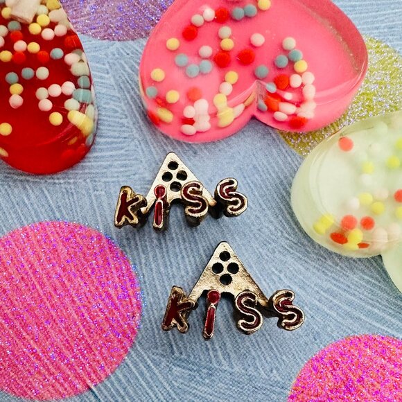 Vintage 80s Kiss Earring Jackets Valentines Day Earrings 80s Ear Jackets - Picture 1 of 9